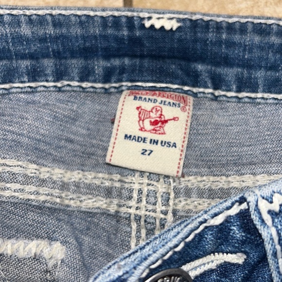 Women’s True Religion Johnny Big QT Straight Stitch Blue Jeans 27x32 Light Wash - Picture 5 of 7